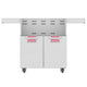 Double-door grill cart with two pullout compartments featuring pink inner panels
