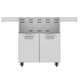 Double-door grill cart with stainless top panel and two pullout side compartments
