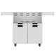 Double-door grill cart with two pullout compartments featuring black inner panels