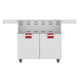 Stainless double-door grill cart with vented panel and two lower doors; red drawer accents