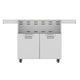 Stainless double-door grill cart with vented panel, two cabinet doors, caster feet