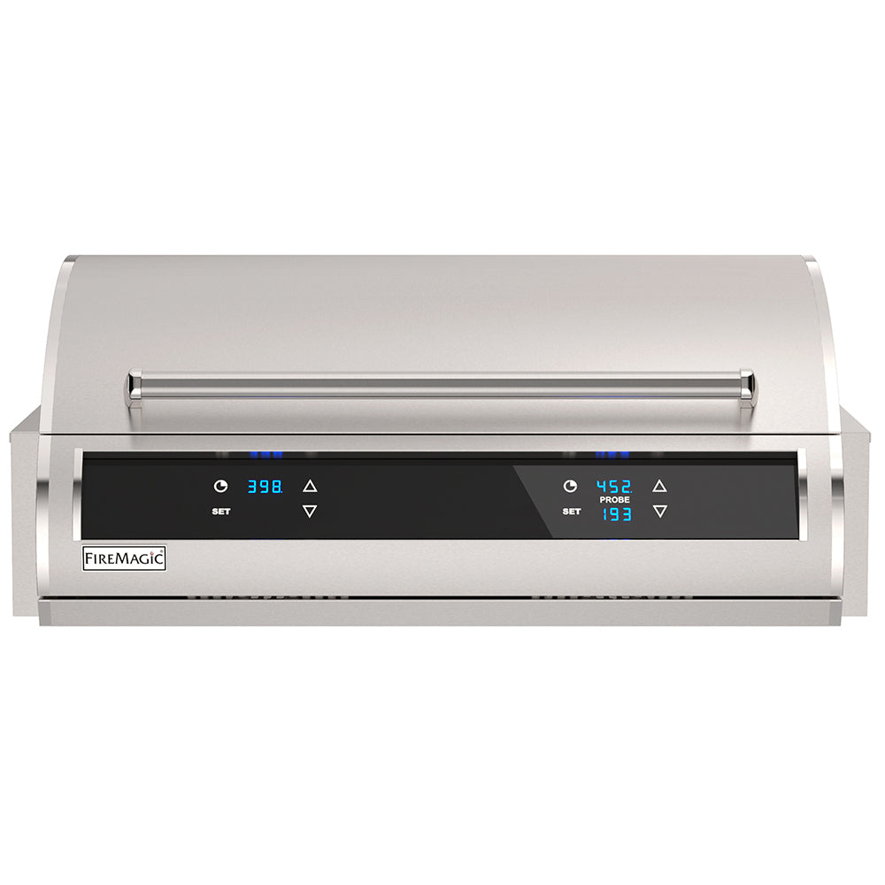 Built-in electric grill with digital temperature display and front control panel