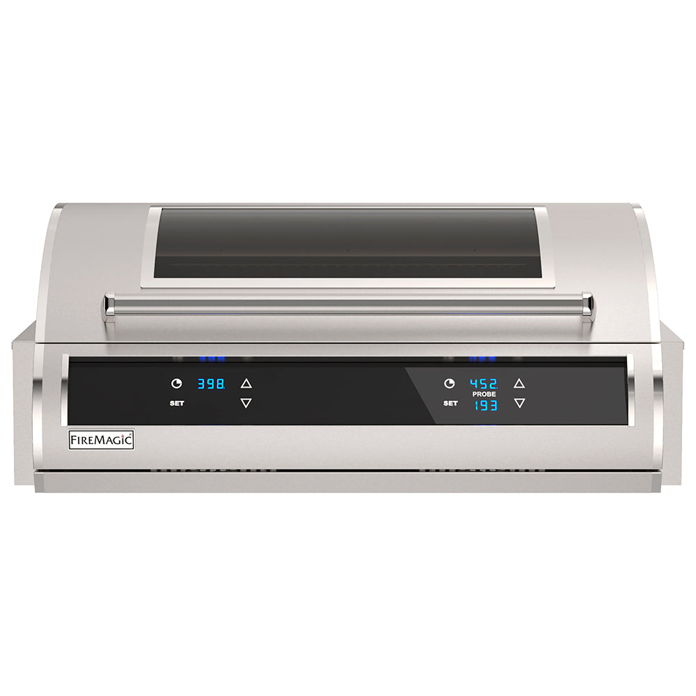 Built-in electric grill with two control panels and digital temperature display
