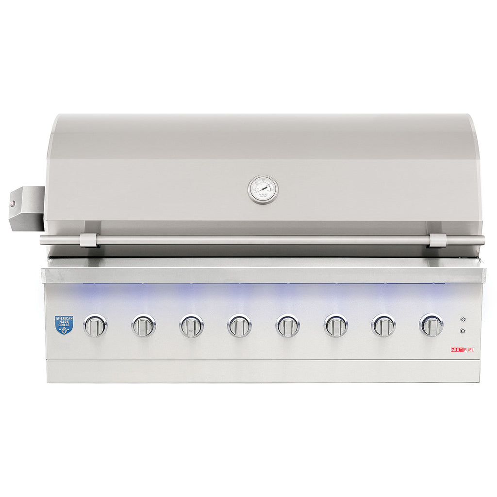 American Made Grills AMG-ENC54 Encore 54-Inch Built-In Dual Fuel Wood and Gas Grill with Infrared Searing Burner and Rotisserie Kit