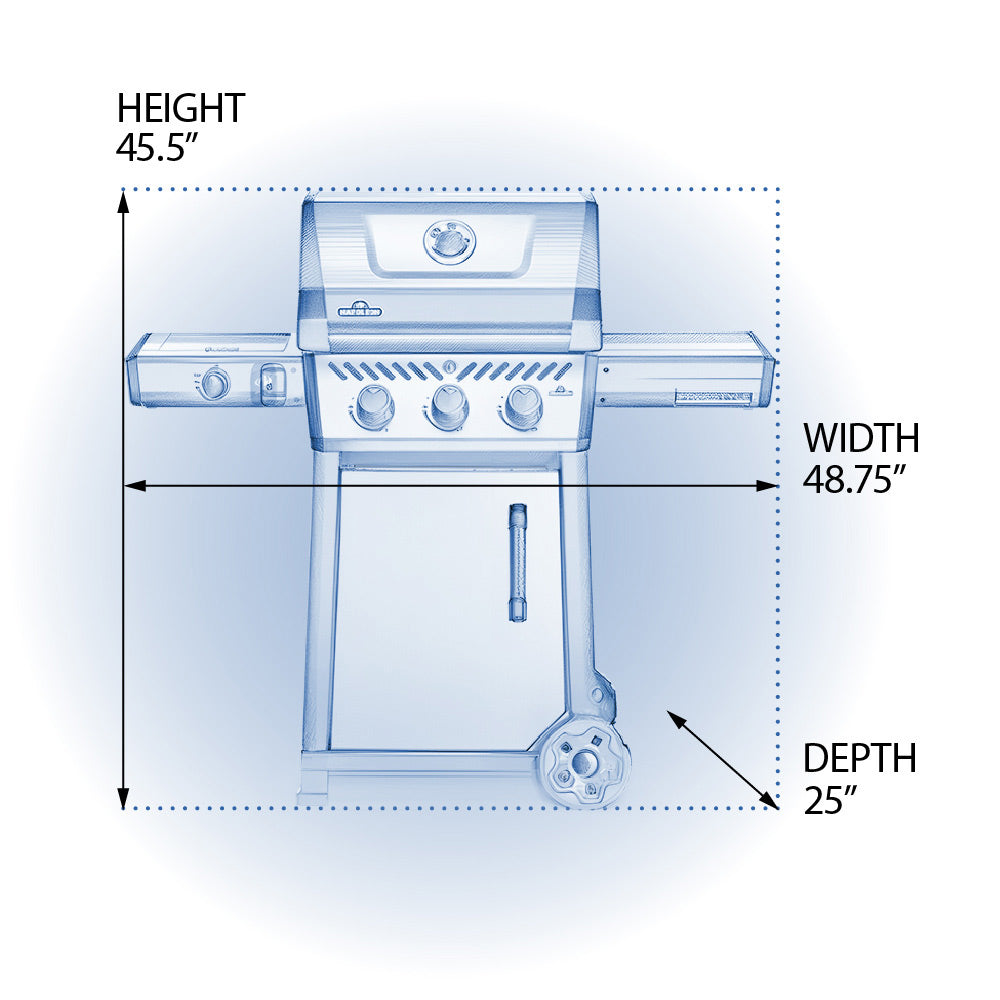 Napoleon Freestyle 365 Gas Grill on Cart with Side Range Burner, Propane