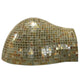 Copper-toned mosaic oven dome cover for pizza oven, arched shape