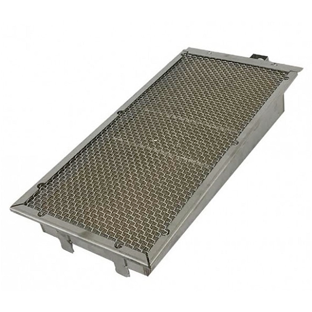 Infrared burner panel with metal mesh grate and side brackets
