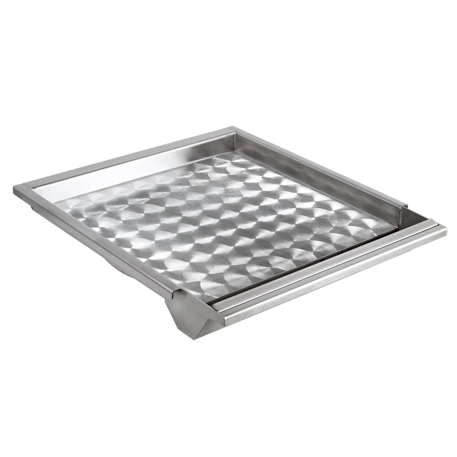 Stainless steel griddle tray with raised diamond pattern surface