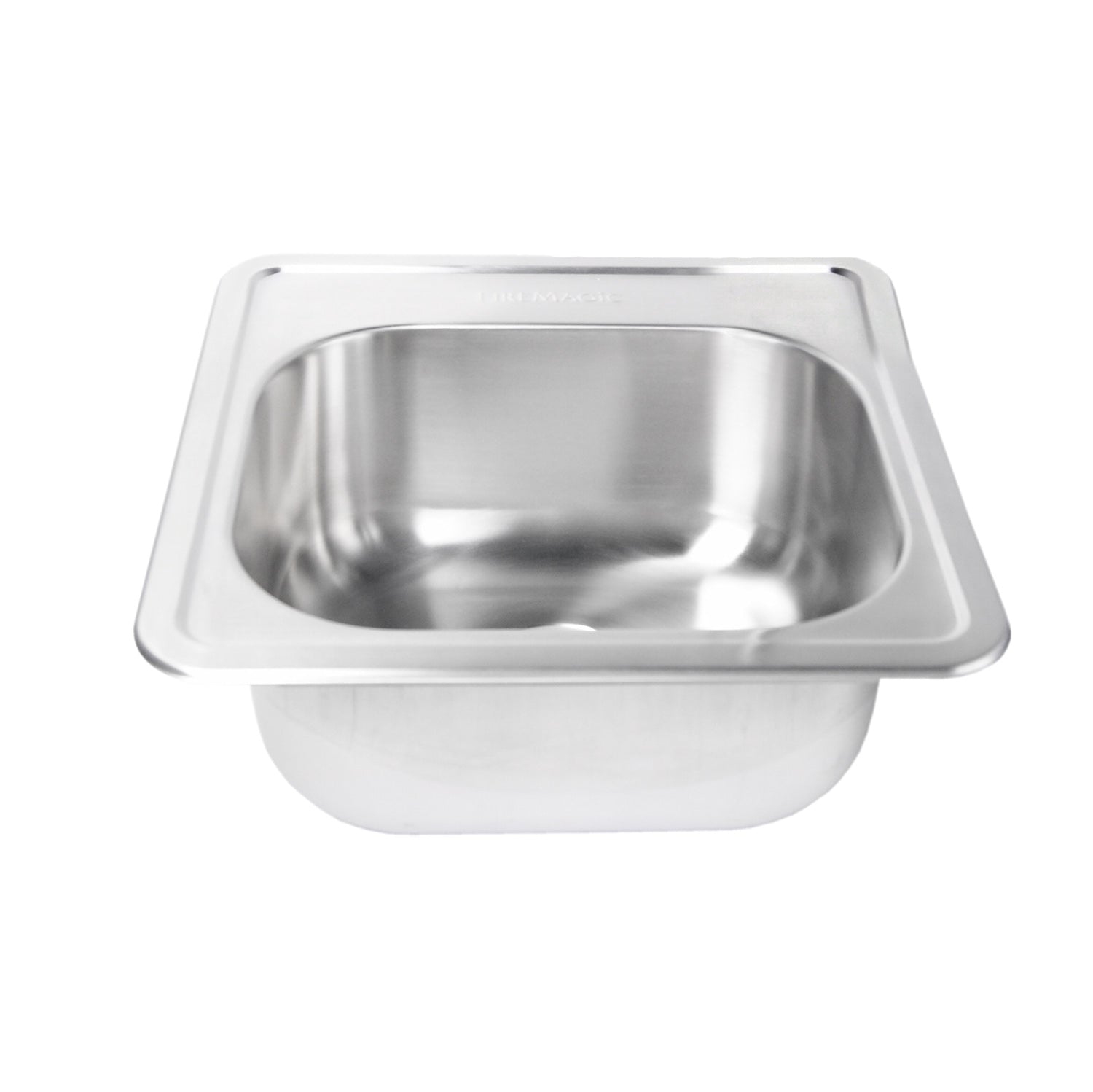 Stainless steel sink with rectangular recessed basin