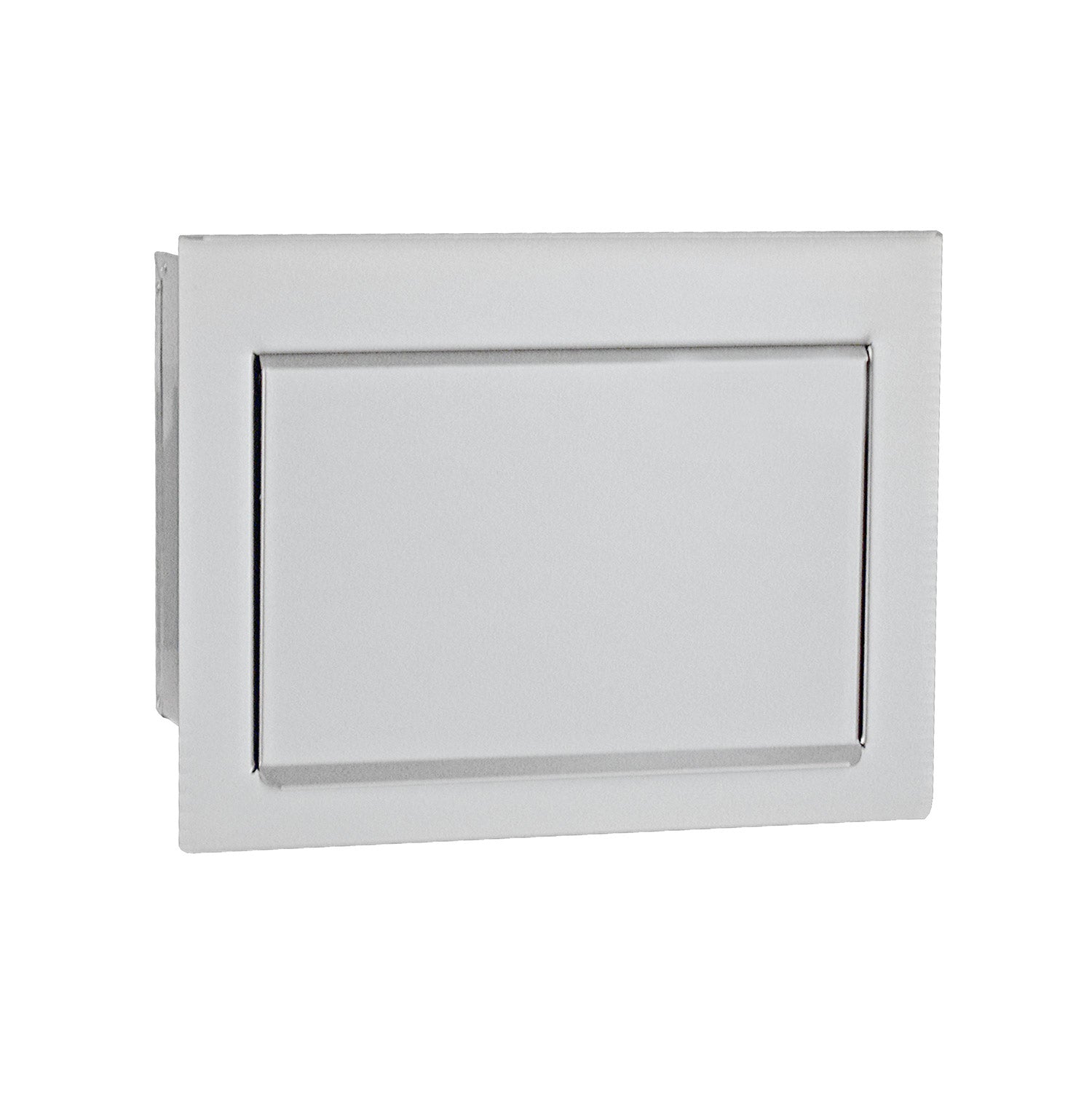 Recessed paper towel holder with rectangular faceplate and front flap