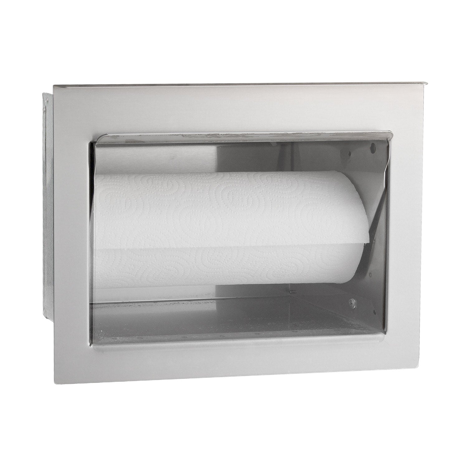 Paper towel holder with metal frame and built-in paper towel roll