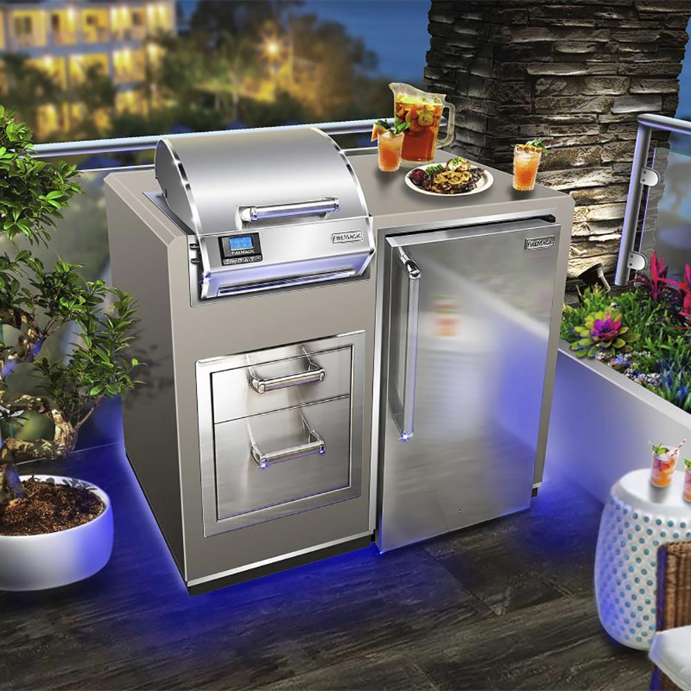 Fire Magic Electric Grill Island Bundle with Refrigerator & Double Drawers, 36x44-Inch