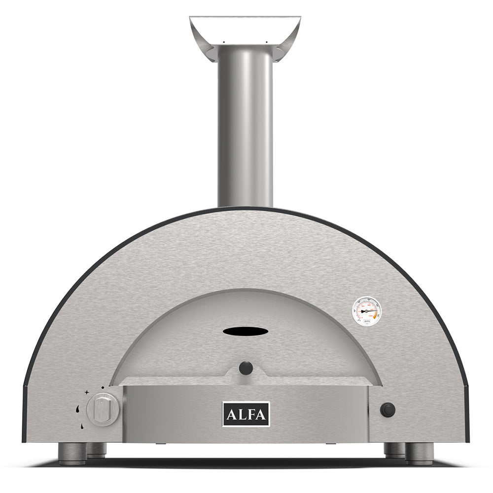 Alfa countertop gas pizza oven with domed baking chamber and stainless control front