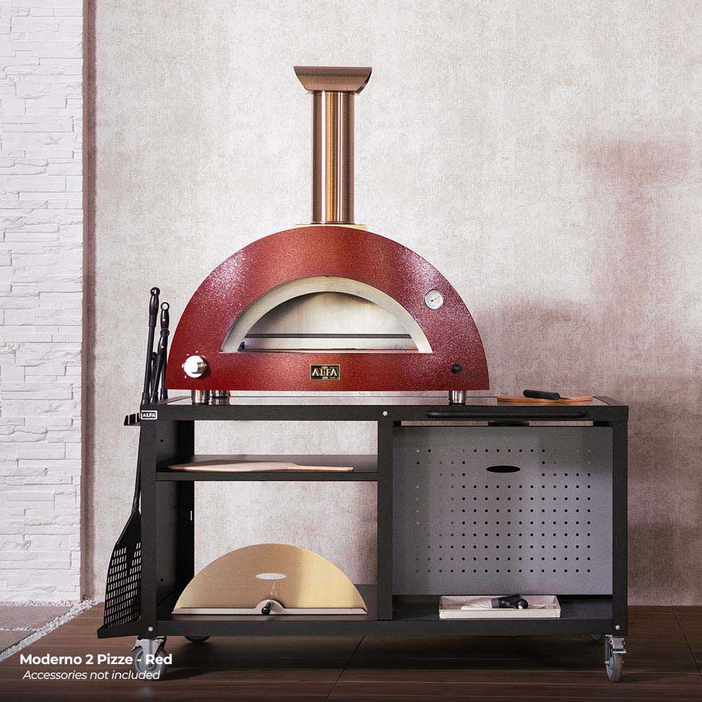 Alfa Moderno 2 Pizze Wood-Fired Pizza Oven with Cooking Station