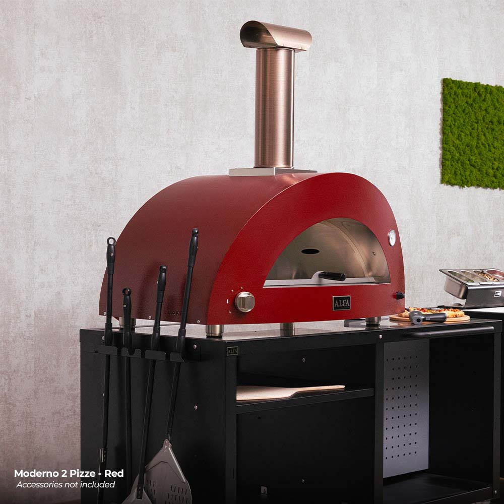 Alfa Moderno 2 Pizze Wood-Fired Pizza Oven with Cooking Station