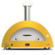 Countertop gas pizza oven with yellow dome and stainless chimney