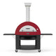 Alfa freestanding natural gas pizza oven with red dome and black base on casters