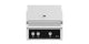 Built-in gas grill with black control panel and three burner knobs