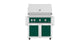 36-inch freestanding gas grill with green control panel and two front doors