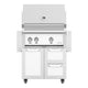 Freestanding gas grill with two drawers and double doors, light control panel