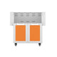 Hestan GCD30 double door cart with two open compartments and orange drawer fronts