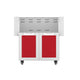 Hestan GCD30 double door cart with two open compartments and red drawer fronts