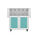 Hestan GCD30 double door cart with two open compartments and teal drawer fronts