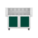 Double door cart with two closed doors and dark green colored door panels