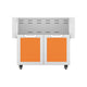 Double door cart with two closed doors and orange colored door panels