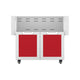 Double door cart with two closed doors and red colored door panels