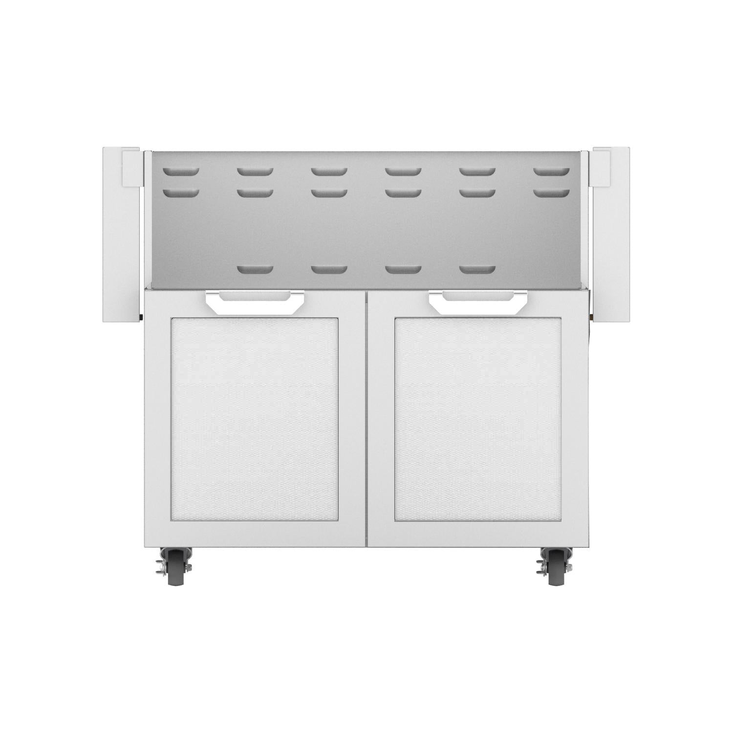 Double door cart front view with two closed doors and louvered panel