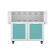 Double door cart with two closed doors and teal colored door panels