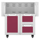 Double-drawer and door cart with two front drawers, deep maroon panels.