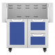 Double-drawer and door cart with two front drawers, solid blue panels.