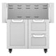 Stainless double drawer and door cart with two drawers and white panel inserts