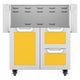 Double-drawer and door cart with two front drawers, bright yellow panels.