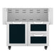 Double drawer and door cart with dark teal drawer fronts, gray base, and vented top rack