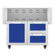 Double drawer and door cart with blue drawer fronts, gray base, and vented top rack