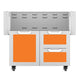 Double drawer and door cart, orange cabinet with two drawer fronts and one door panel