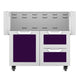 Double drawer and door cart, purple cabinet with two drawer fronts and one door panel