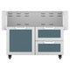Double drawer and door cart, blue door panels and drawers, silver frame