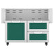 Double drawer and door cart, green door panels and drawers, silver frame