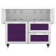 Double drawer and door cart, purple door panels and drawers, silver frame