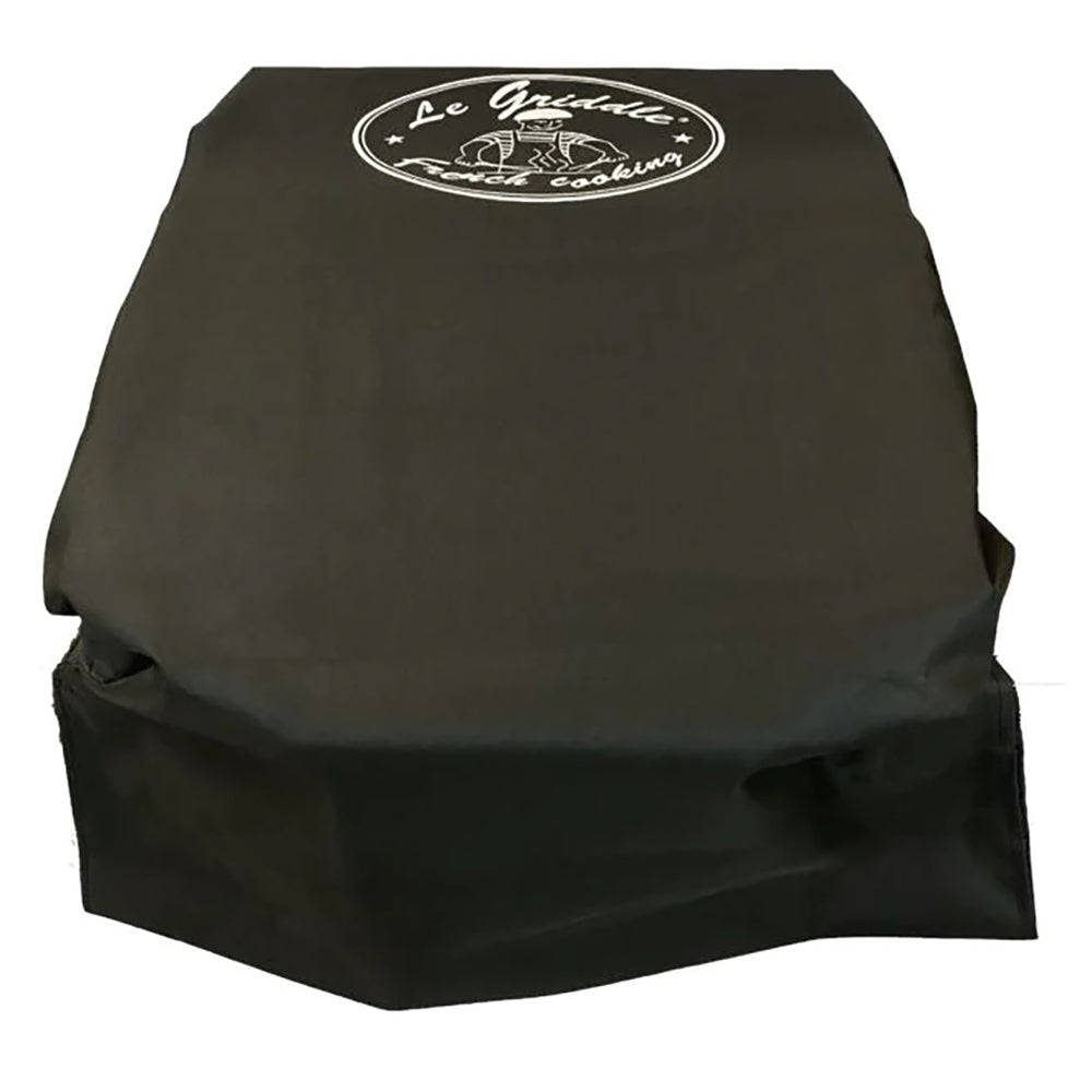 Black griddle cover with oval Le Griddle logo on top