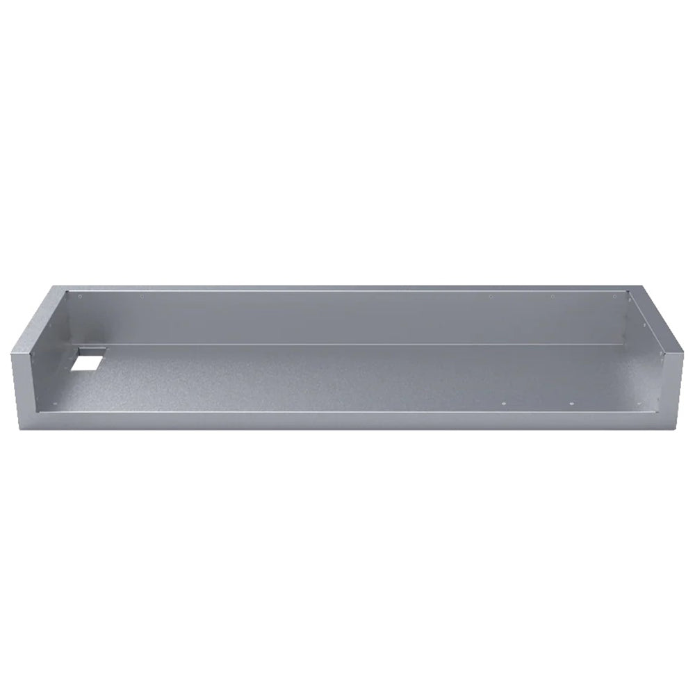 Insulating jacket liner for built-in griddle, gray metal tray with side cutouts