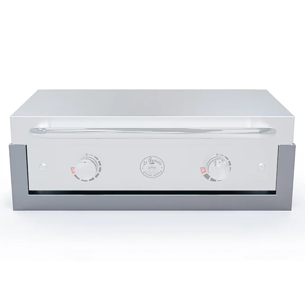 Griddle insulating jacket with front control panel and stainless top, gray