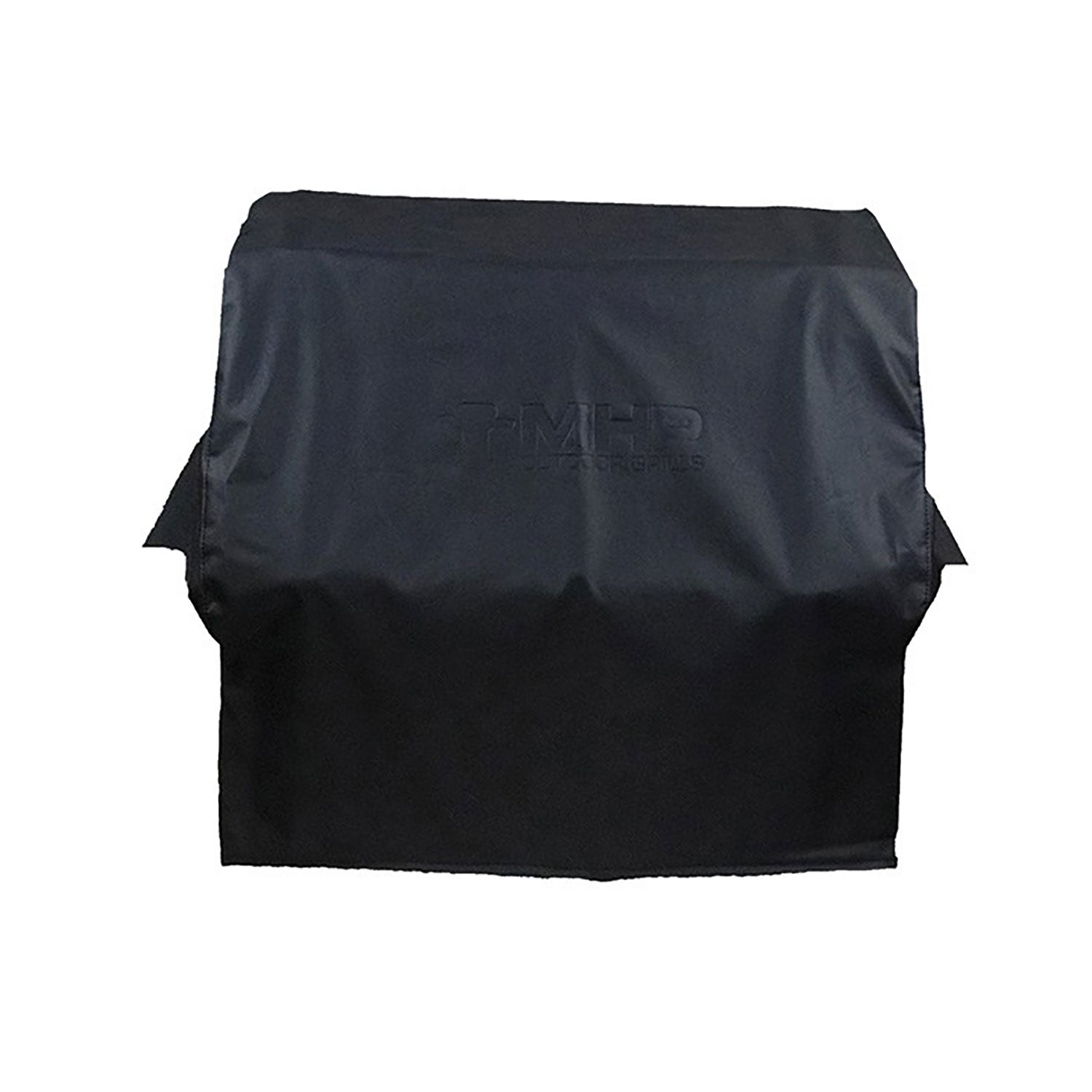 Vinyl grill cover for built-in grill, dark fabric with front opening flap
