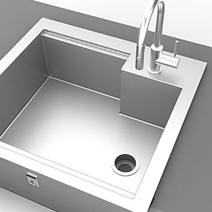 Hestan insulated sink, 30-inch stainless steel basin with round drain and faucet cutout