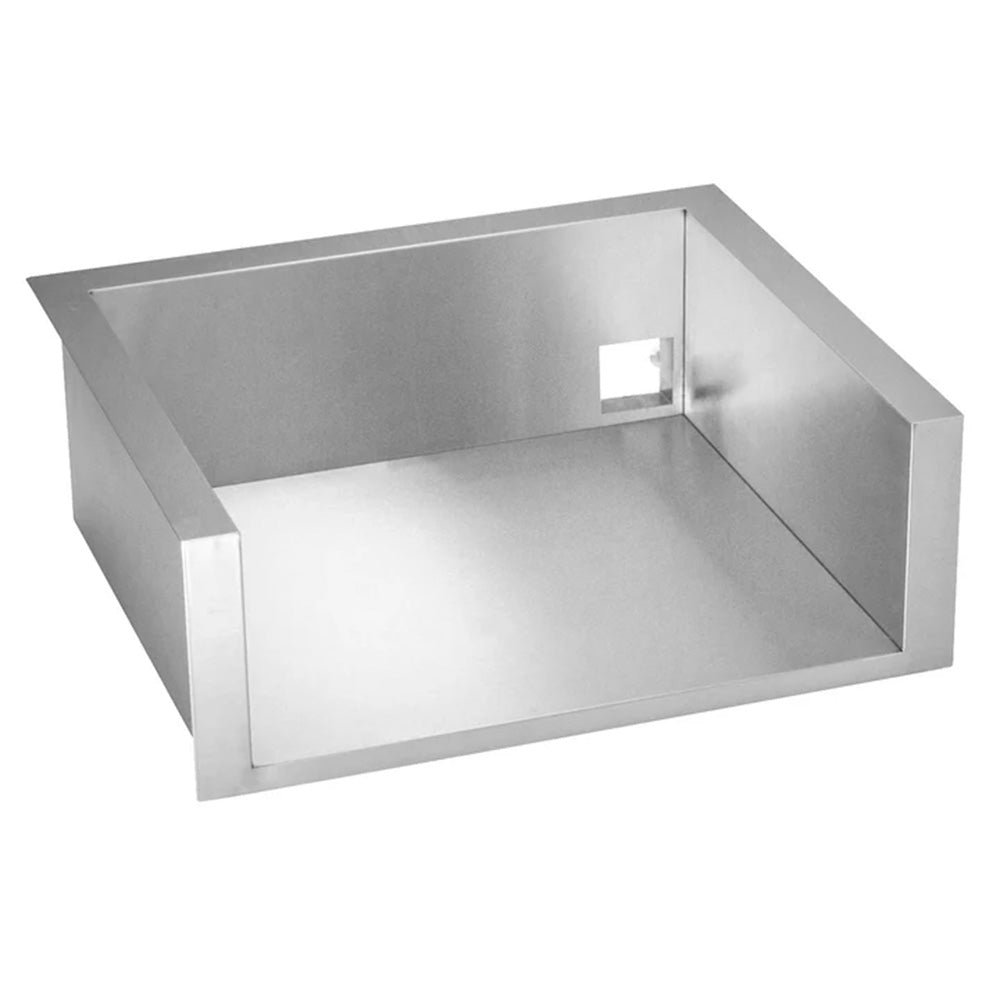 36-inch grill insulating jacket, silver metal box with open front and side panel