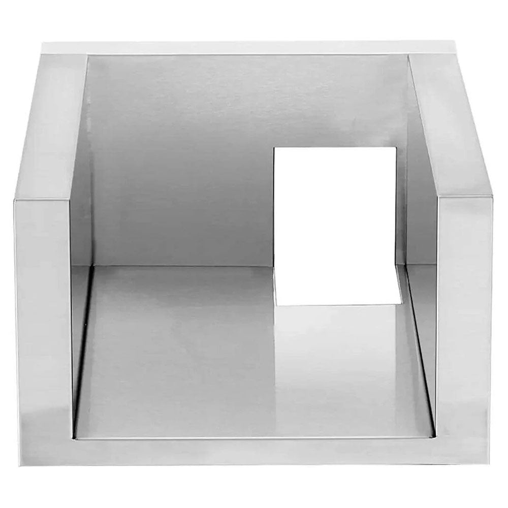 Grey insulating jacket with open front panel and rectangular vent cutout